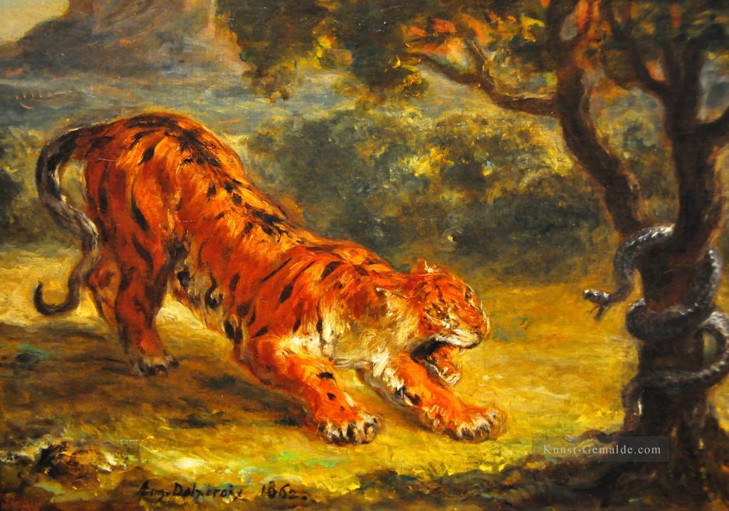 Tiger und Schlange 1862 Eugene Delacroix Ölgemälde